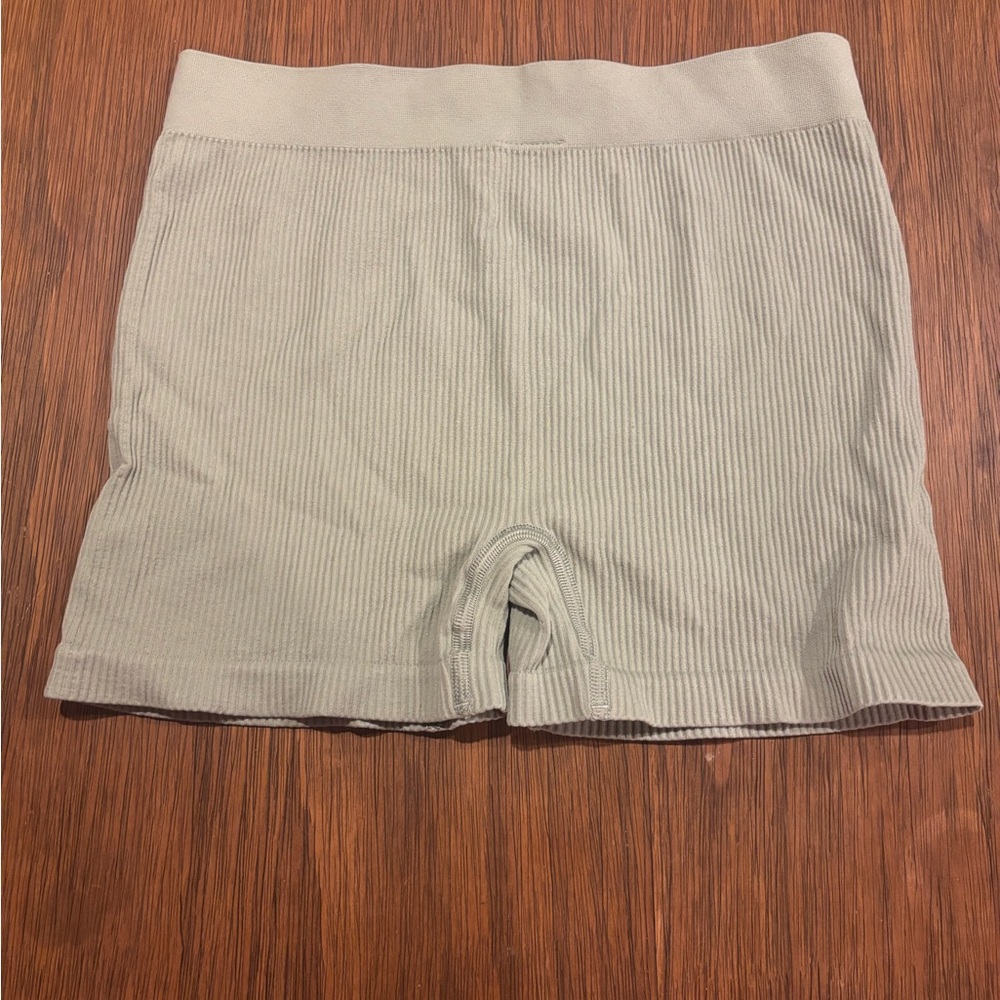 Sunday Best Ribbed Knit Biker Shorts in Light green